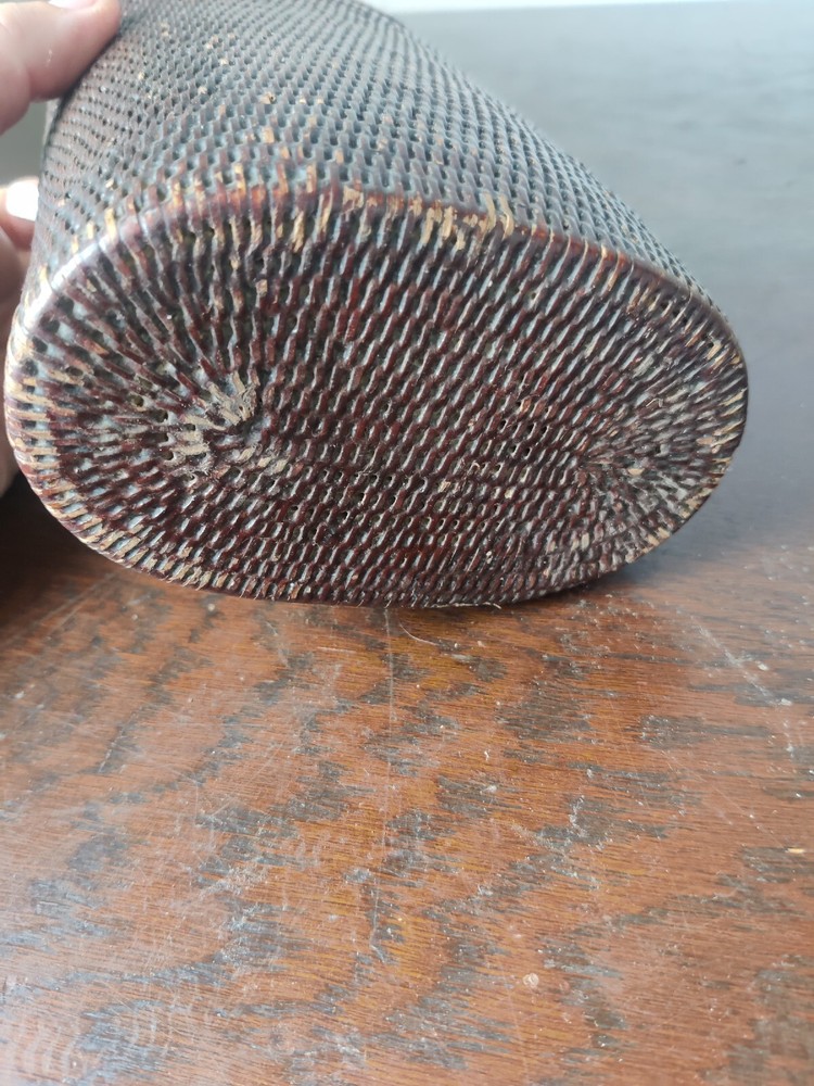 Superb Antique Japanese Wicker Ware Container Lidded Storage Box