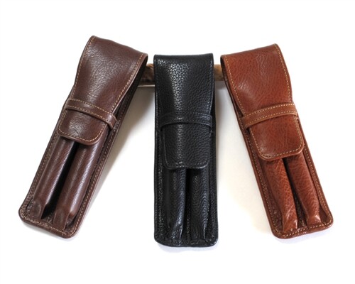 Leather Pen Holster - Black Double