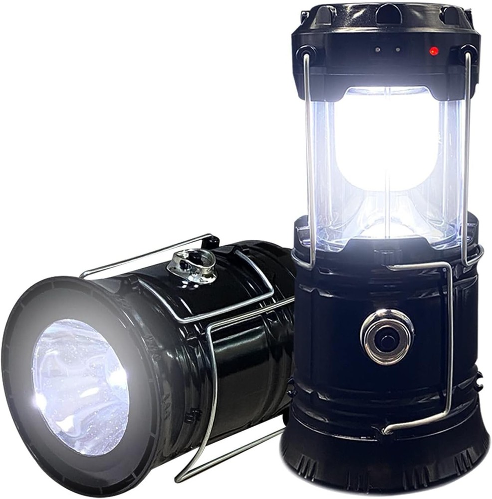 2-Pack Collapsible Camping Lantern XTAUTO Solar USB Rechargeable White