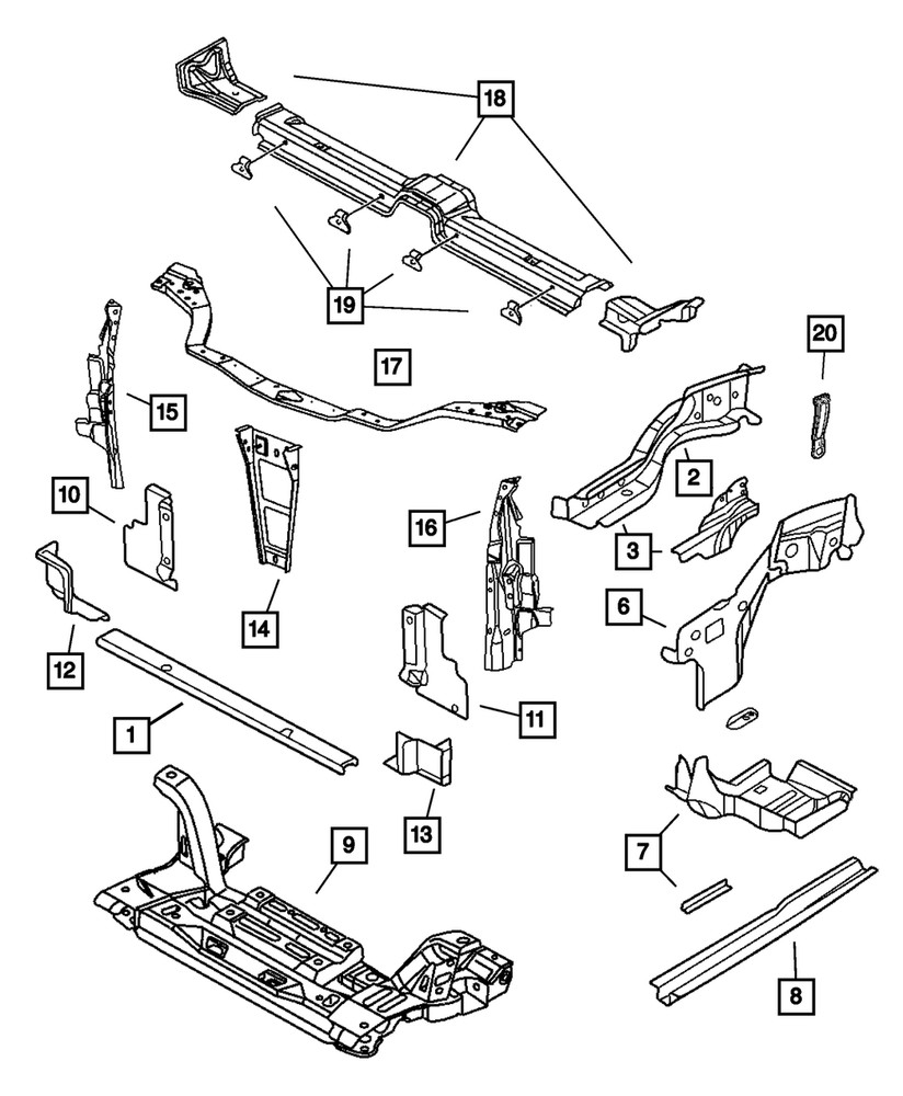 Genuine Mopar Frame Front Rail Left 5017067AD