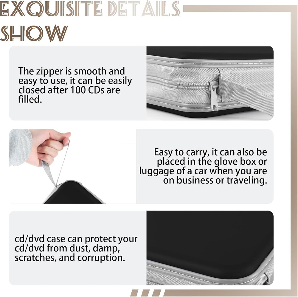 CD/DVD Case Storage, 100 Capacity Holder - Plastic Disc Case Storage Wallet Bind