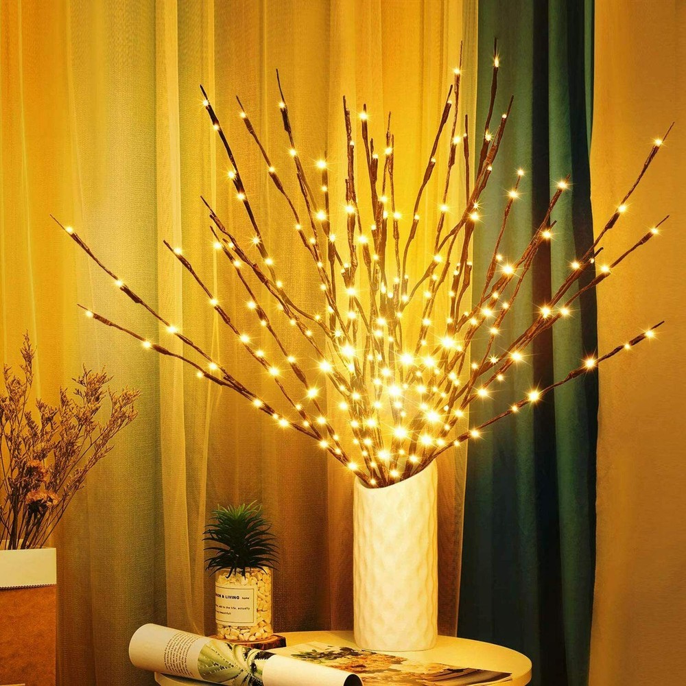 3-Pack 60-LEDs Lighted Artificial Brown Twig Tree Branch USB Plug In Warm