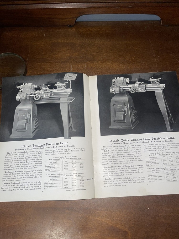 SOUTH BEND Workshop Precision Lathes Catalog 10-1 Brochure