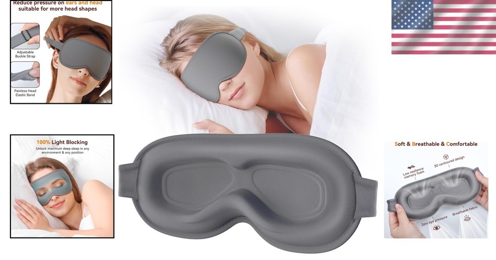 Luxurious 3D Light Blocking Sleep Mask - Zero Eye Pressure with Adjustable Strap