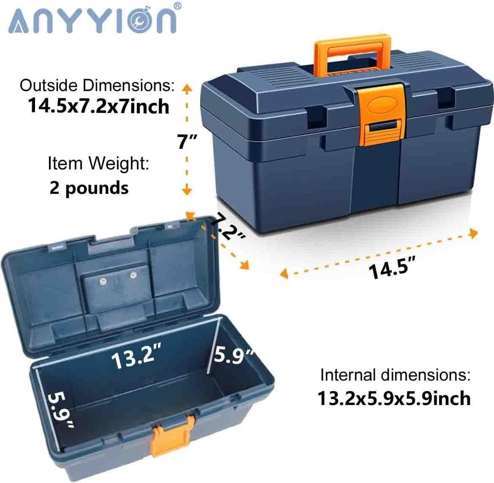 Rugged Lockable Tool Box - 13-Inch Plastic Organizer for Safe Tool Transport