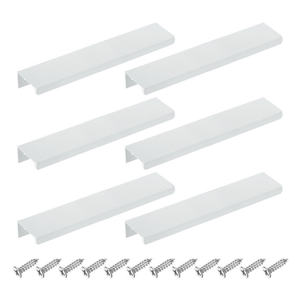 Cabinet Edge Finger Pull, 6pcs 150mm / 5.91" Hidden Cabinet Pulls, White