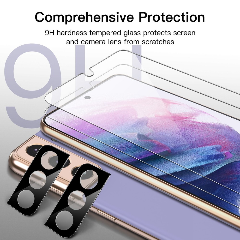 Screen Protector for Samsung Galaxy S21 with Camera Lens Protector, 2-Pack
