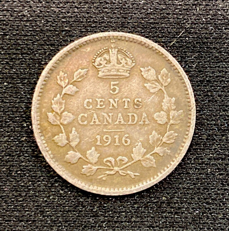 1916 Canada Silver! 5 Cent! ENN Coins