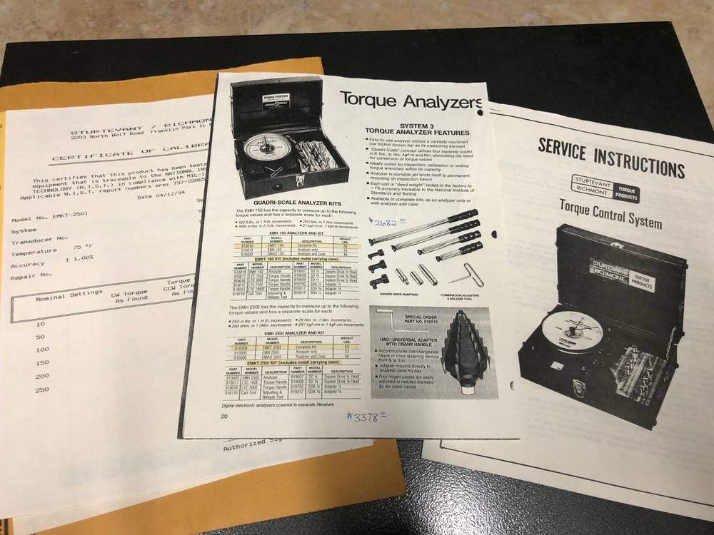Sturtevant Richmont Torq-Tester System 3 - Torque Analyzer System EMH-250I