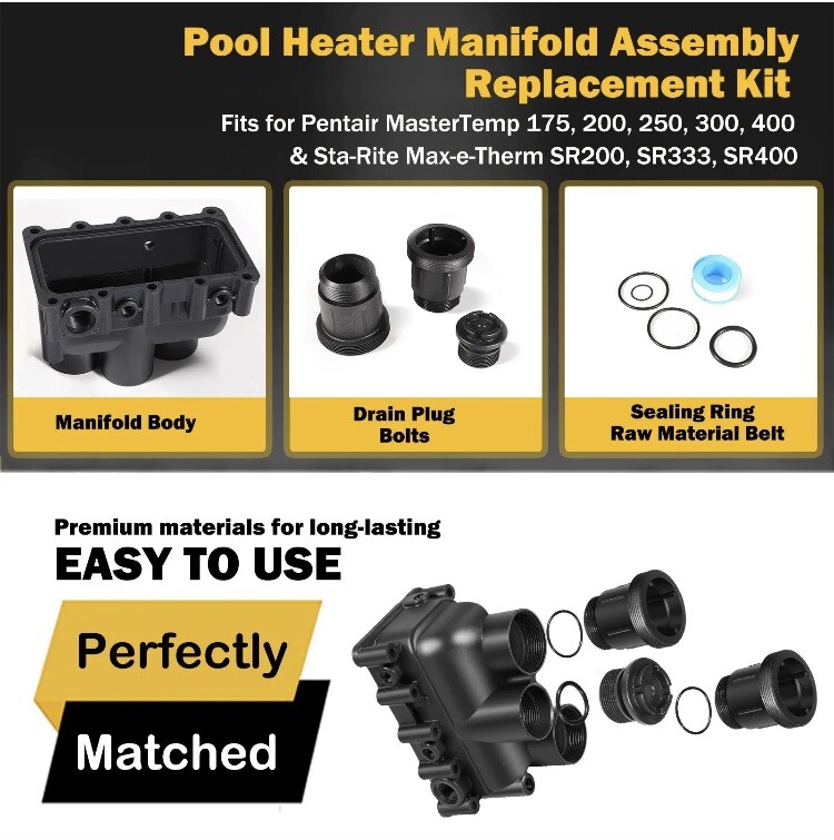 77707-0205 Pool Heater Manifold Assembly Replacement Kit for Pentair MasterTemp