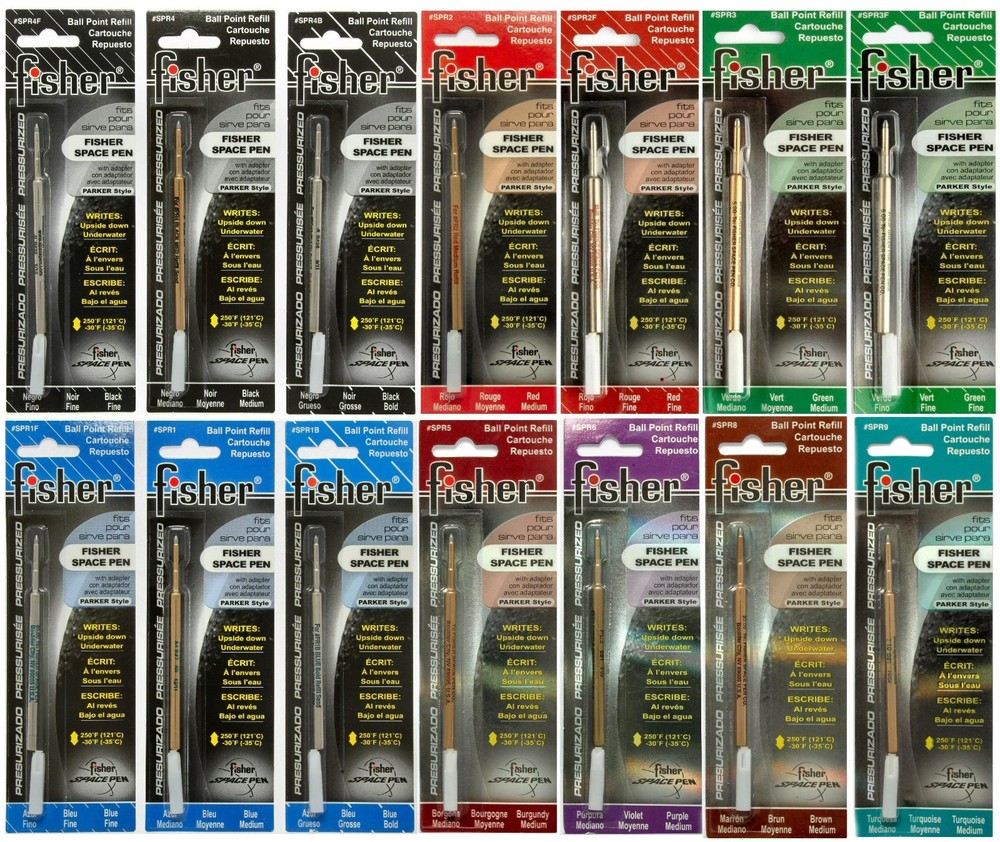 Two (2) Fisher Space Pen Brown Ink / Medium Point Refills / #SPR8