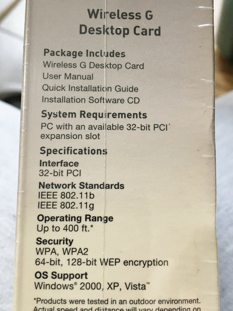 BELKIN Wireless G Desktop Card NOS 2007
