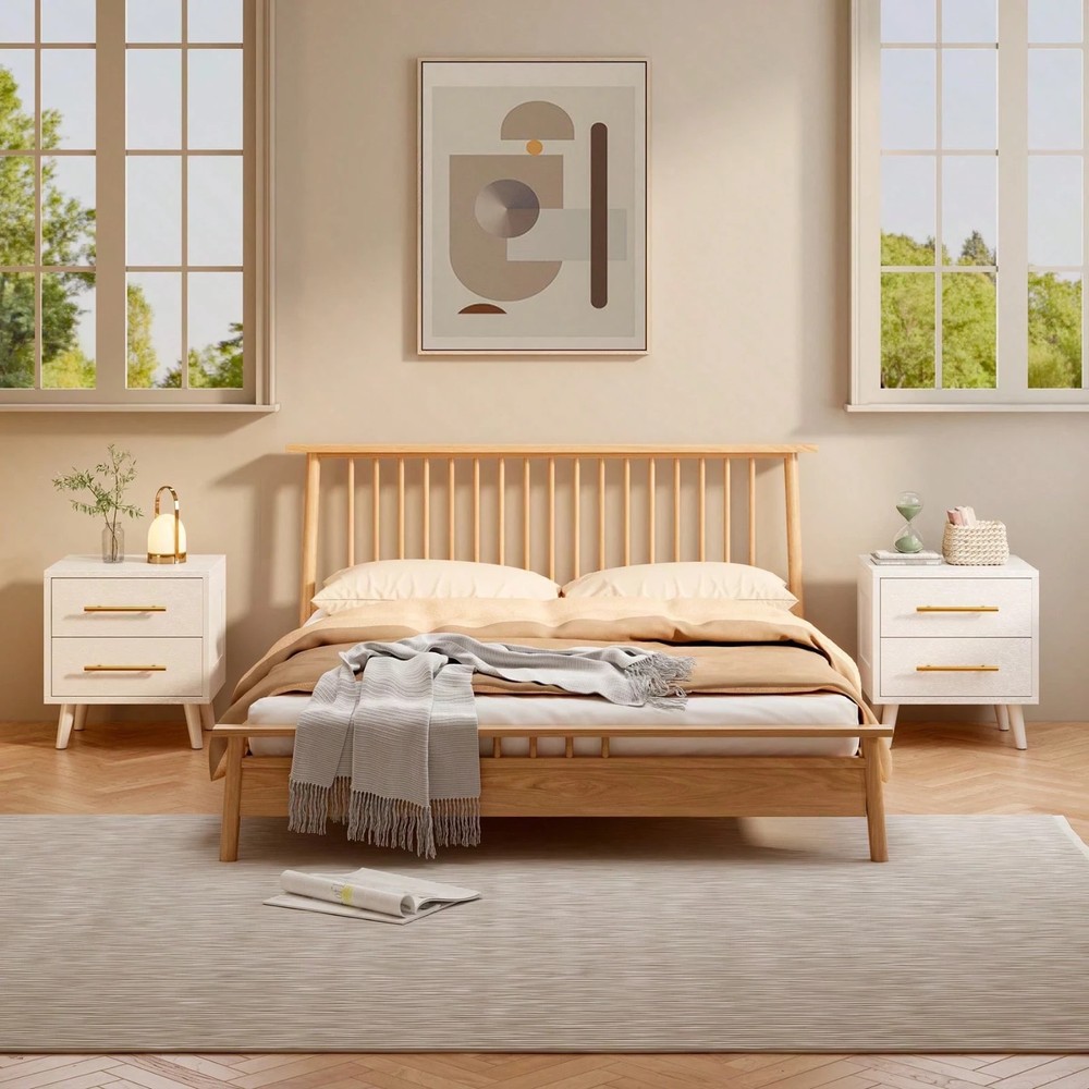 Modern Nightstand 2 Drawers Side Table