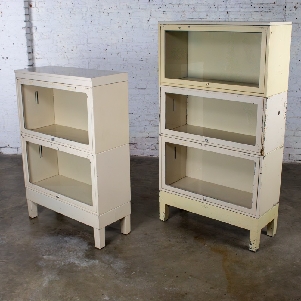 Industrial Rustic Pair Modular Stacking Barrister Bookcase by Globe-Wernicke