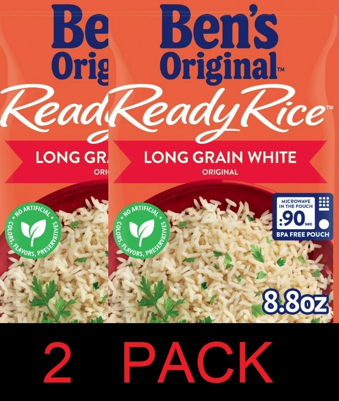 Ben's Original Ready Rice Long Grain White Original 8.8 oz Pouch - 2 PACK