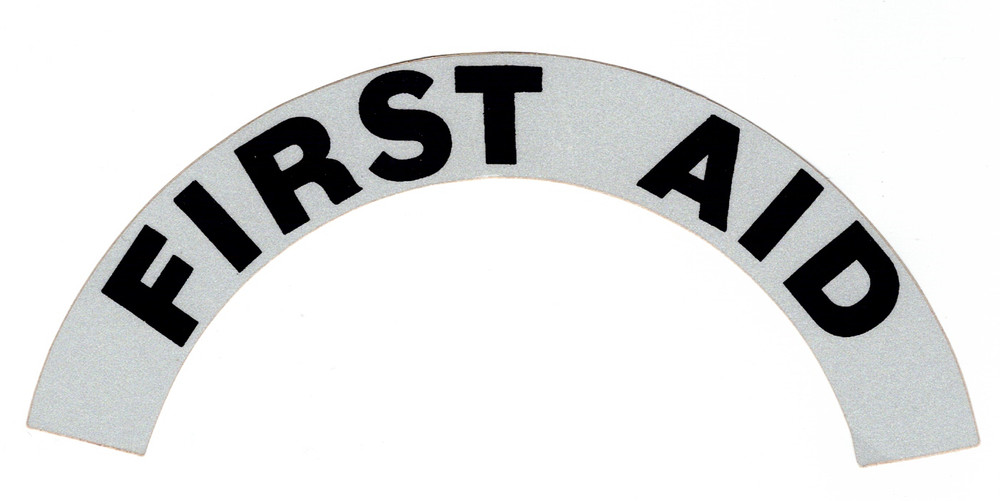 FIRST AID  - Highly Reflective FIRE HELMET CRESCENT  DECALS -  A PAIR