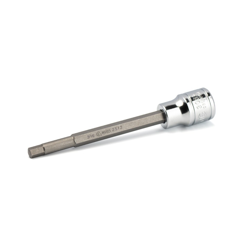 Genius Tools 3/8" Dr. 3/16" Hex Bit Socket, 110mmL - 308+3512