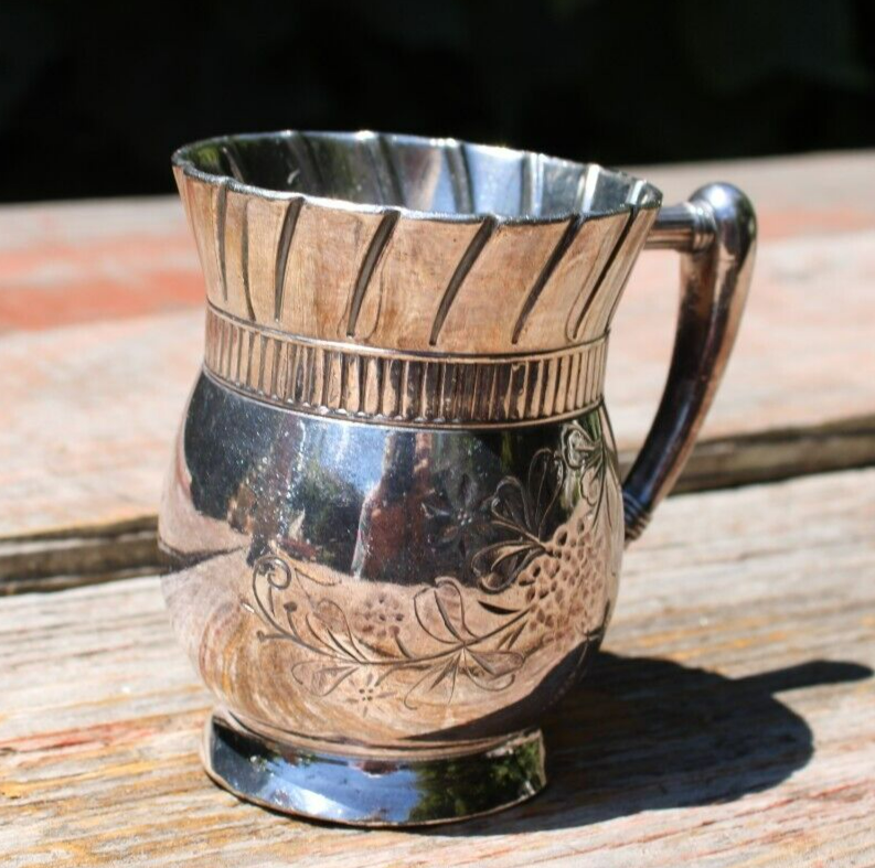 Victorian Meridan B Co. Etched Silver Plate Small Cup #163