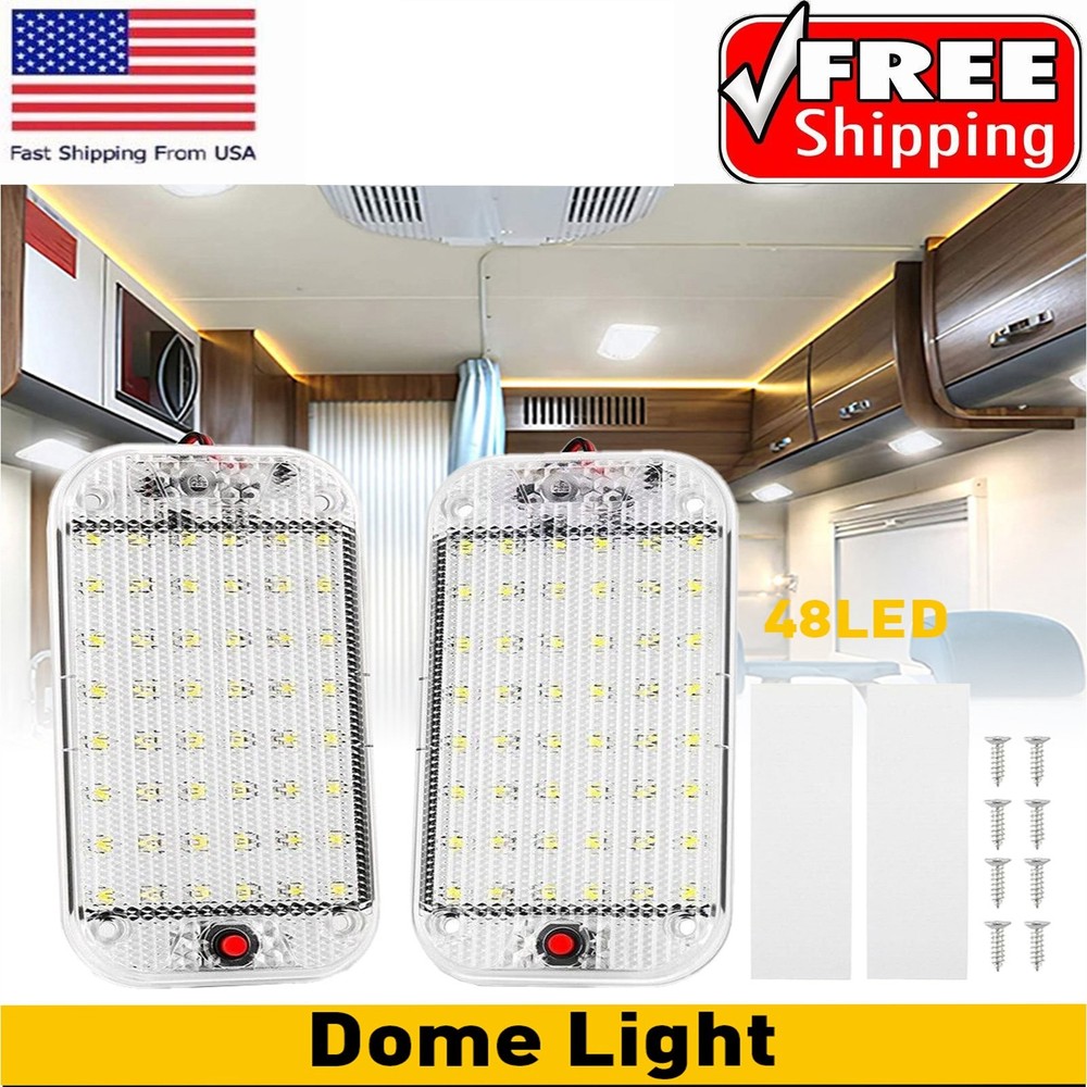 2 Pack 12V Led RV Ceiling Dome RV Light Interior Lighting for Trailer Camper USA