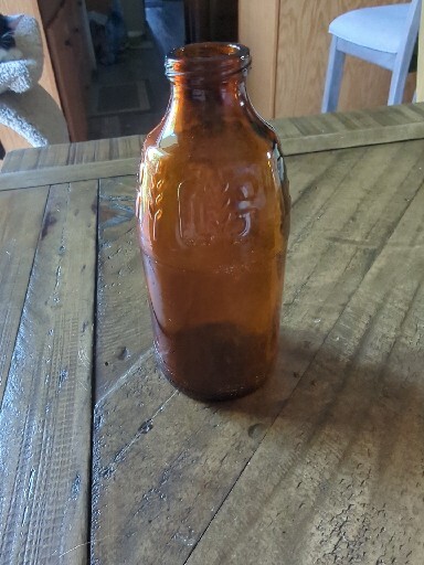 Brown Glass Bottle with Wheat Stems Logo