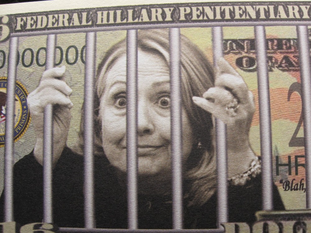 Hillary Clinton Behind Bars Novelty currency note 6" x 2 1/2" (6)
