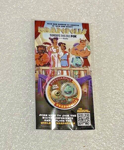 SDCC 2023 Exclusive Krapopolis Pin Button 'Hippocampus' - Fox/Hulu