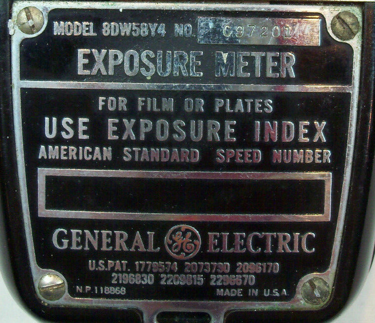 Light Meter GE General Electric Exposure Model 8DW58Y4 - TESTED