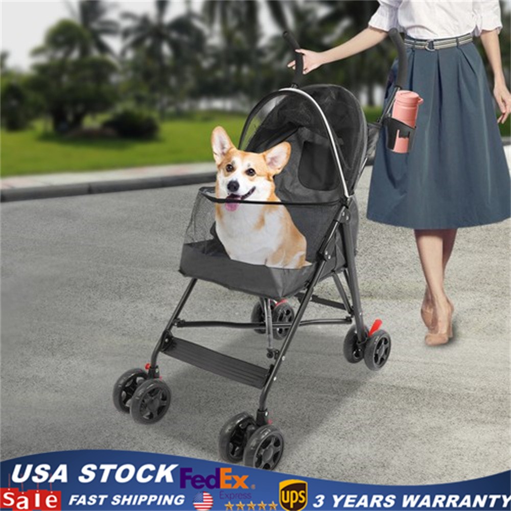 Foldable Lightweight Durable Pet Stroller For Small To Medium Pets Dogs And Cats