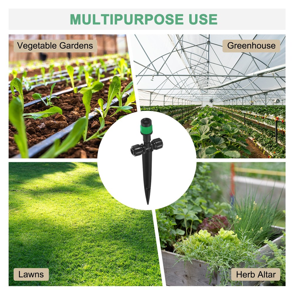 24-Pack Drip Irrigation Emitters, Adjustable 360 Degree, Dark Green