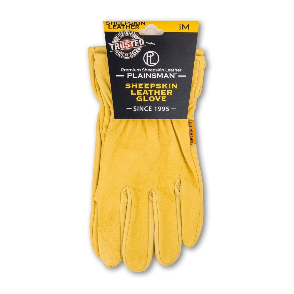Plainsman Premium Sheepskin Leather Work Gloves: Medium, Large, or Extra-Large