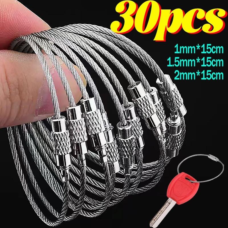 Steel Wire Keychain Loop  Screw Lock Cable Ring for Keys & Hanging Gear