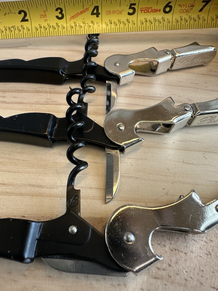 3-Pk Pulltap's Professional Double-hinged Waiter's Corkscrew with Pulltap's Logo