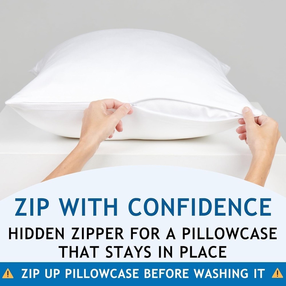 Pillow Cases - 100% Viscose Derived from Bamboo - Cooling Pillowcase - Queen ...