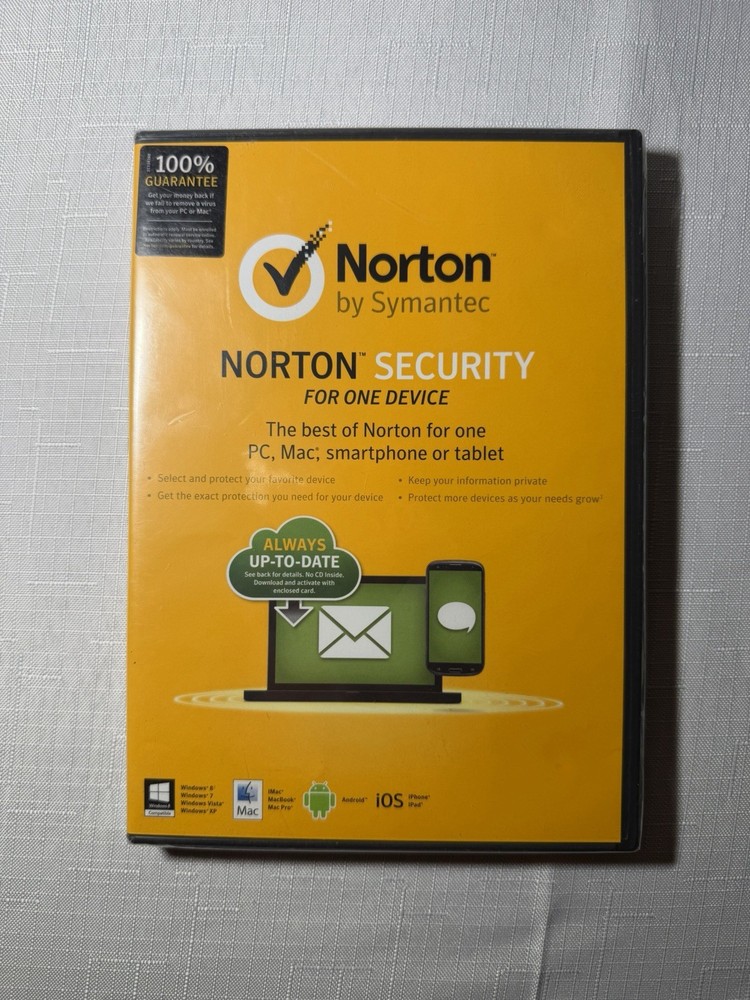 Norton by Symantec SECURITY for PC, Mac, smartphone or tablet (SEALED)