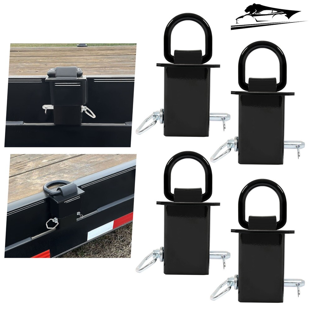 Universal  4-Heavy Duty 12,000 Lbs  Removable D-Ring Stake Pocket Powder Coated