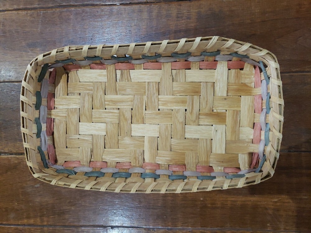 Extra Large Primitive Oak Ash Split 21" X 12" Rectangular Tricolor Basket Tray