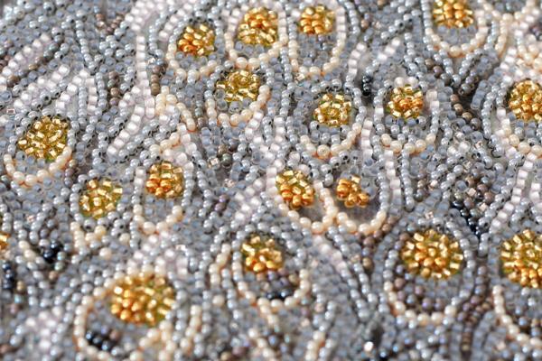 Bead embroidery kit Gold in silver needlework kit Art canvas beadwork pattern