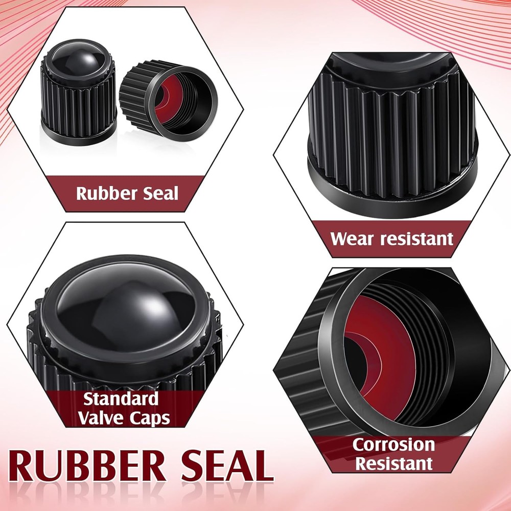 Plastic Tire Valve Stem Caps 20pc Black
