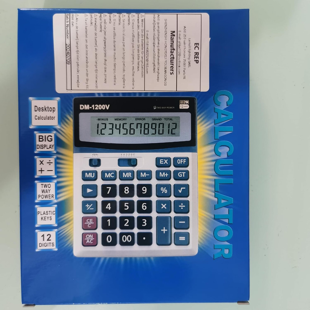 Large Electronic Calculator Counter Solar & Battery Power 12 Digit Display Multi