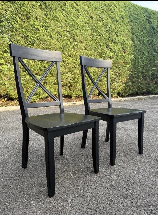 Black Solid Wood X Back Chair Set