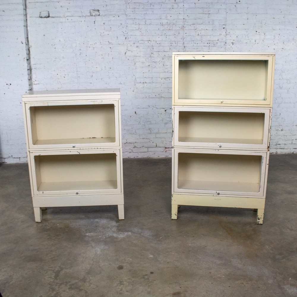 Industrial Rustic Pair Modular Stacking Barrister Bookcase by Globe-Wernicke