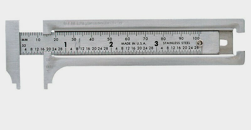 General Tools SLIDE CALIPER 132ME Pocket Sized 8-13/16" Inside Outside Measure