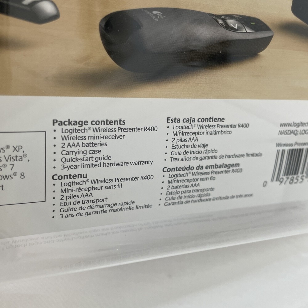 2012 Logitech Wireless Presenter R400 50' Range Receiver Laser Pointer Sealed