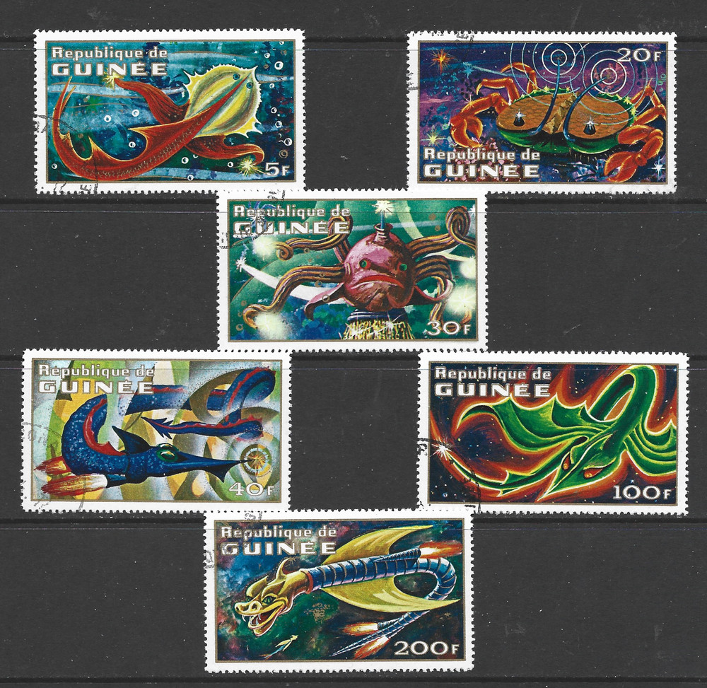 GUINEA - 1972 Imaginary Space Creatures - USED COMPLETE SET.