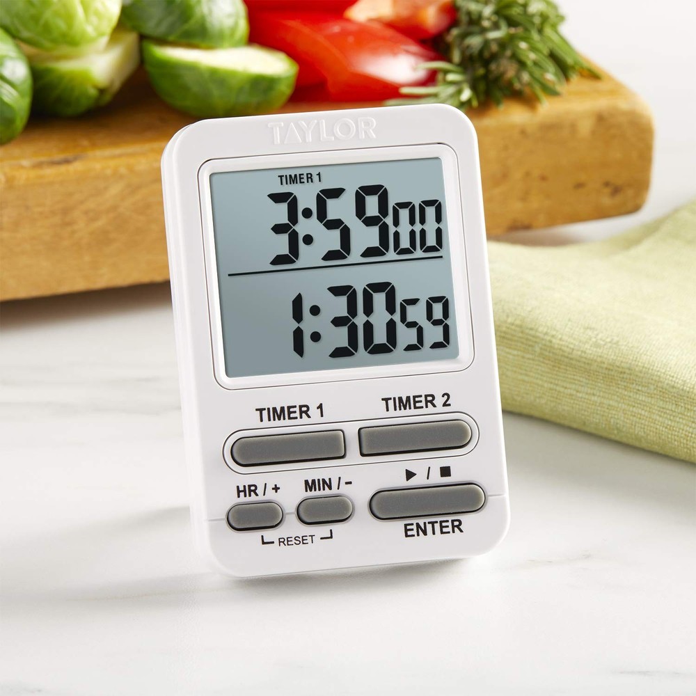 Dual Event Digital Timer w/Clock, White