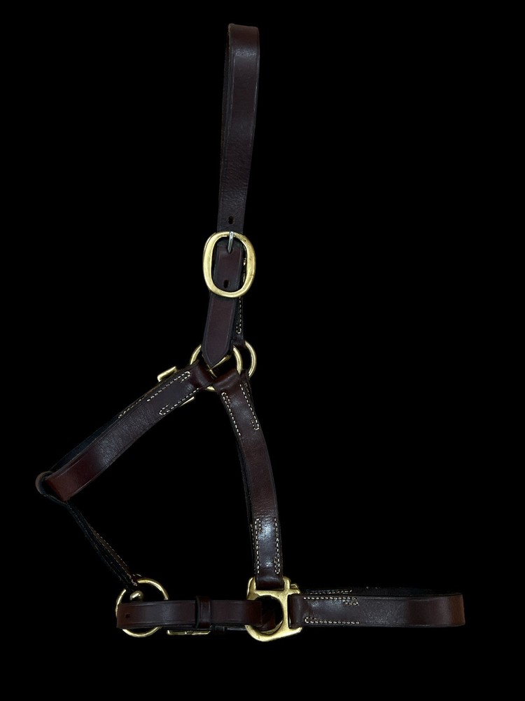 Leaders 1” Brown Leather Halter W/Solid Brass Hardware - Cob Size