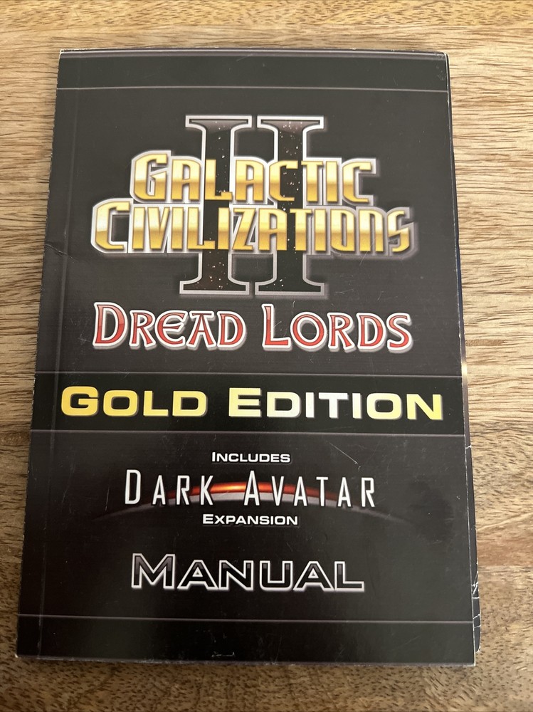 Galactic Civilization Two Dread Lords Gold Edition Video Game Pc Manual Book