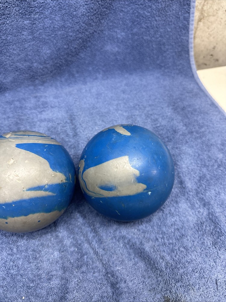 THREE PARAMOUNT DUCKPIN BALLS DUCK PIN BALL BLUE GREY