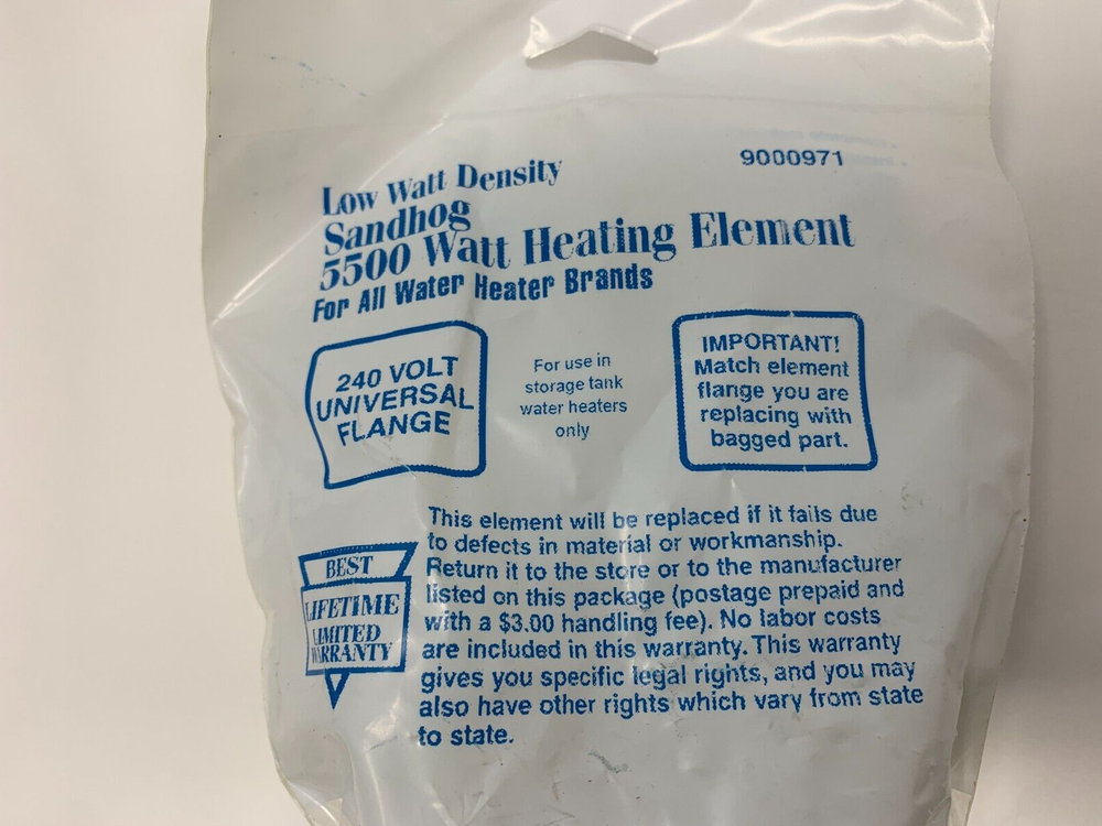 Sandhog 9000971 5500W 240V Heating Element For Storage Tanks & Water Heaters