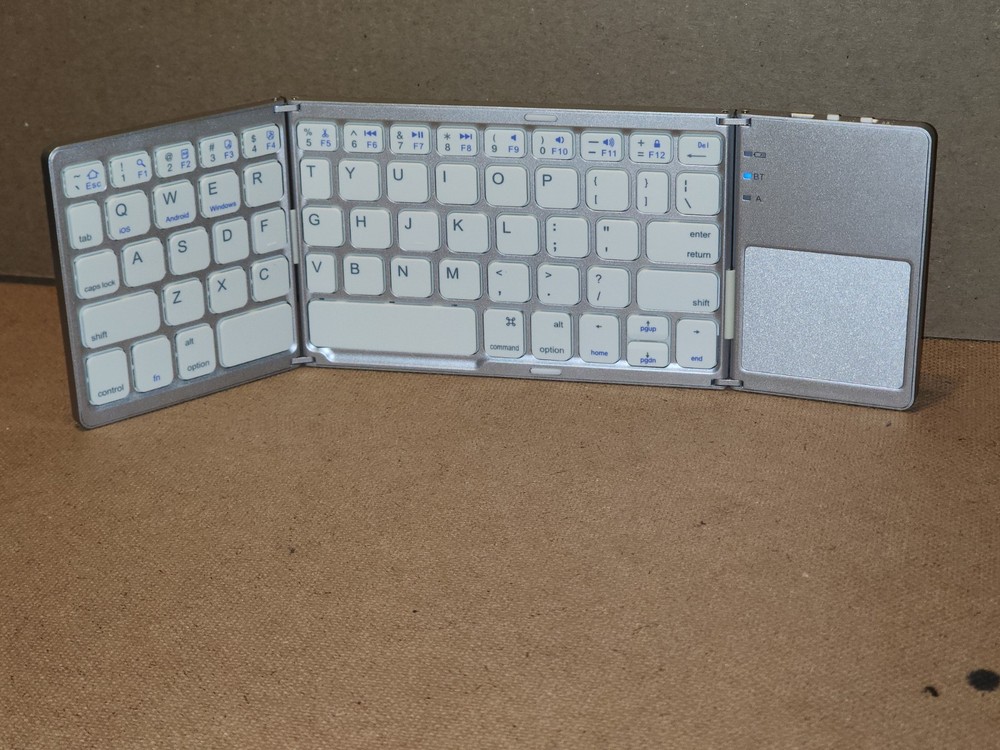 Universal Bluetooth Wireless Folding Keyboard w/Touchpad SILVER Mini Portable